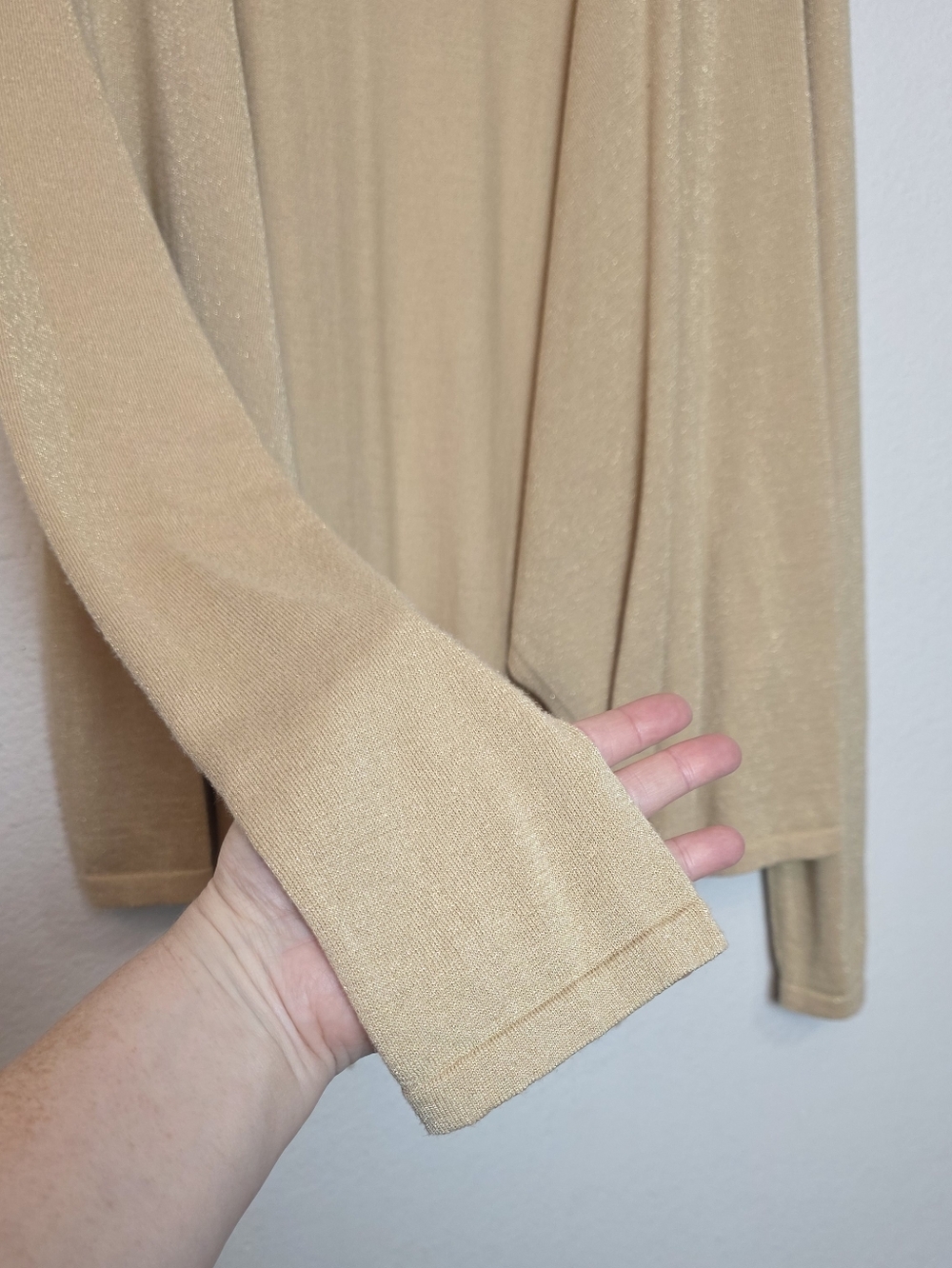 LILLY PULITZER Colony Gold Metallic Drape Front Cardigan Sweater Lightweight XL - Picture 6 of 12